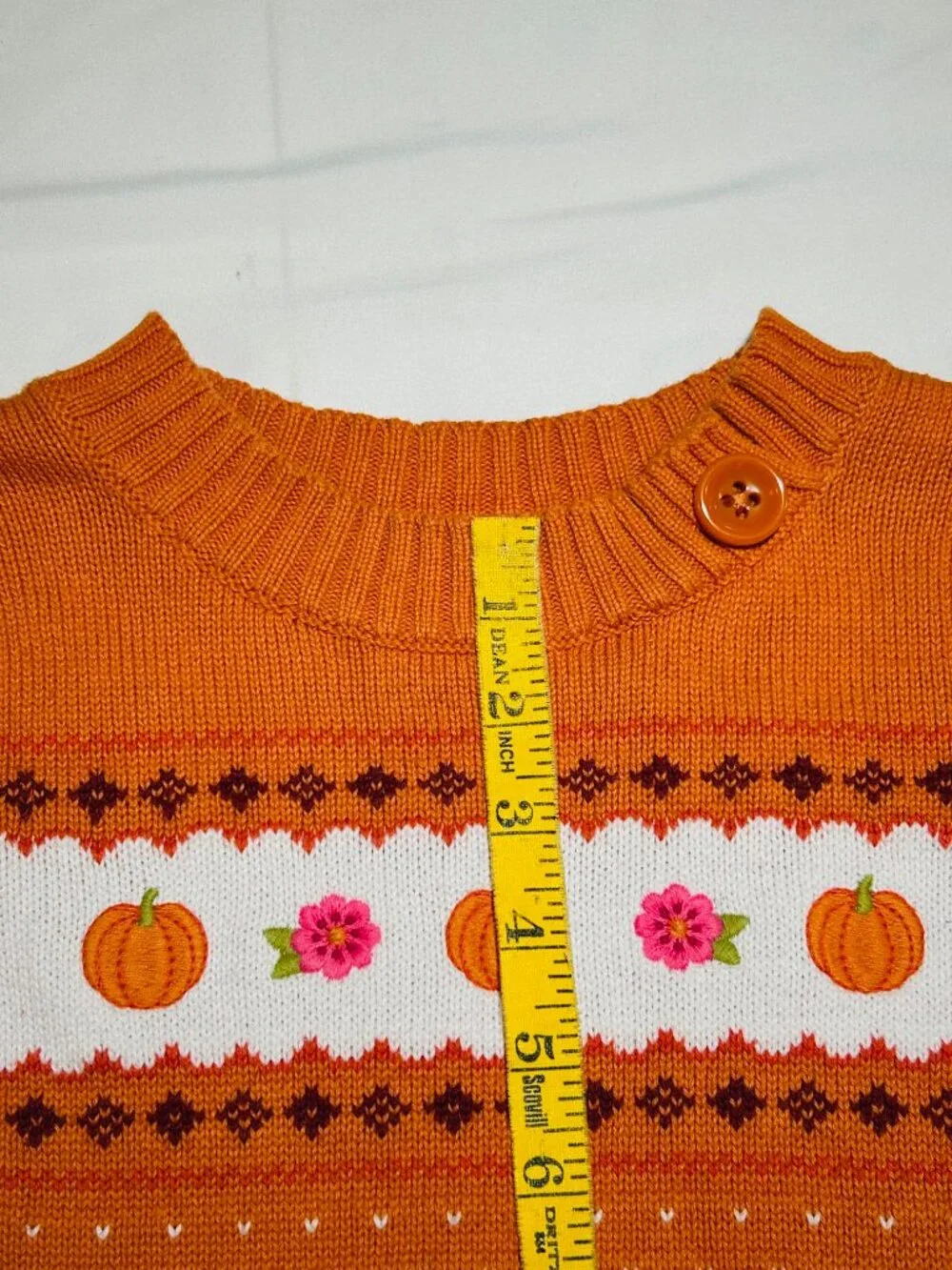 Gymboree Girls Small 5/6 Orange Pumpkin Short Sleeve Tunic Sweater Fall